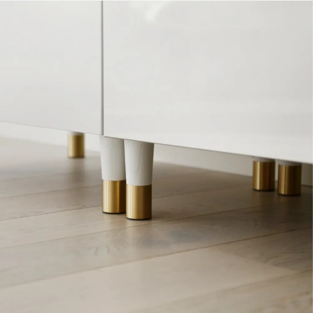 Pretty Pegs Estelle 120mm White and Brass/Gold Furniture Legs for IKEA BESTA